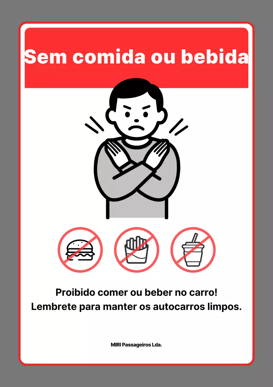 Não é permitido comer ou beber no ônibus vermelho simples