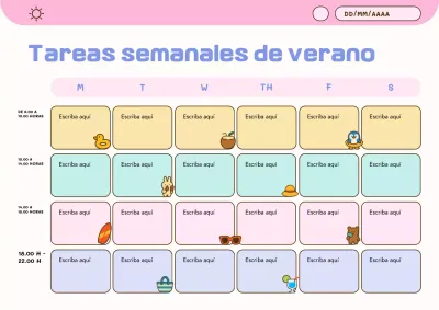 Póster de planificador de verano con lindos colores pastel