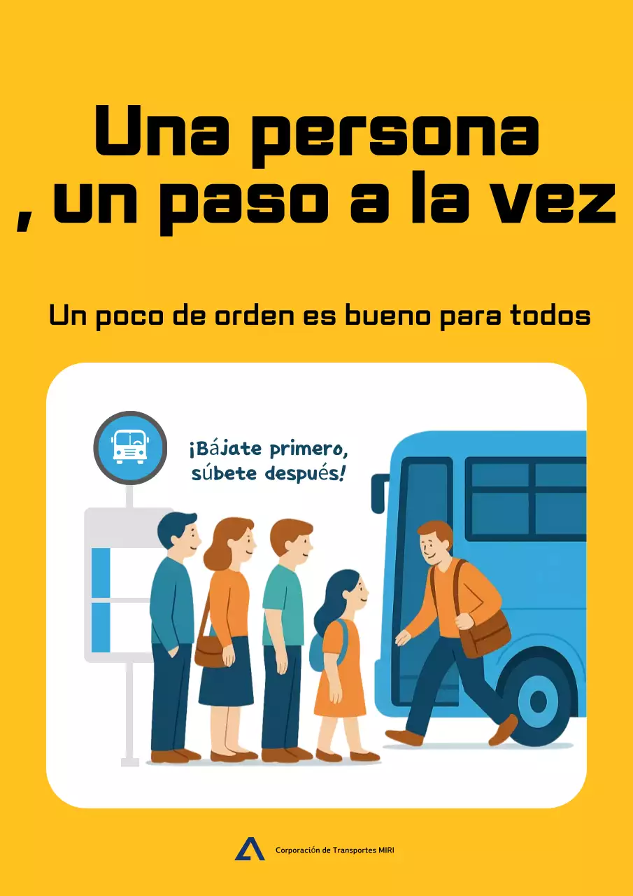 Campaña amarilla simple de seguridad en el transporte público