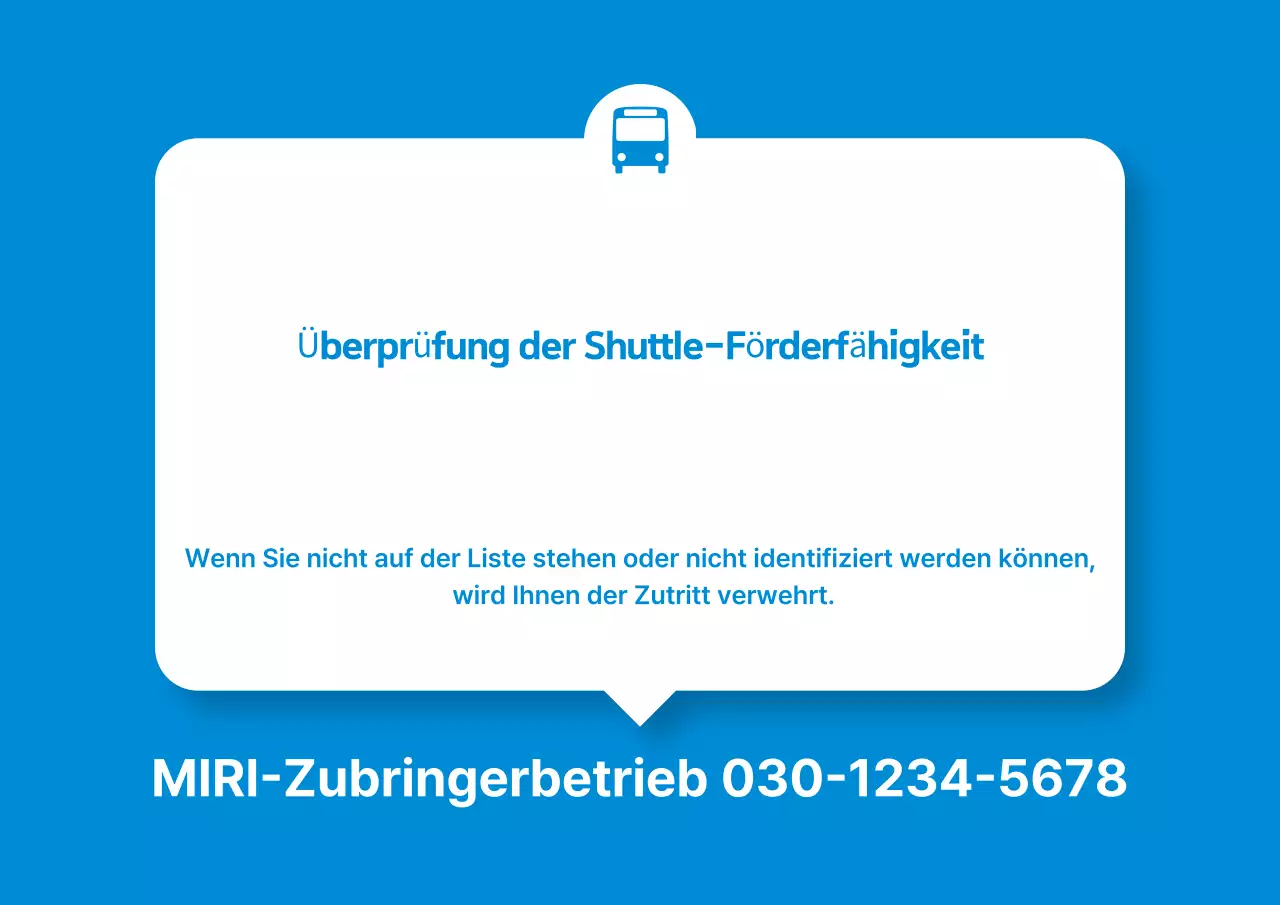 Hinweis für Benutzer des Blue Simple Shuttle Bus