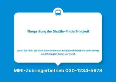 Hinweis für Benutzer des Blue Simple Shuttle Bus