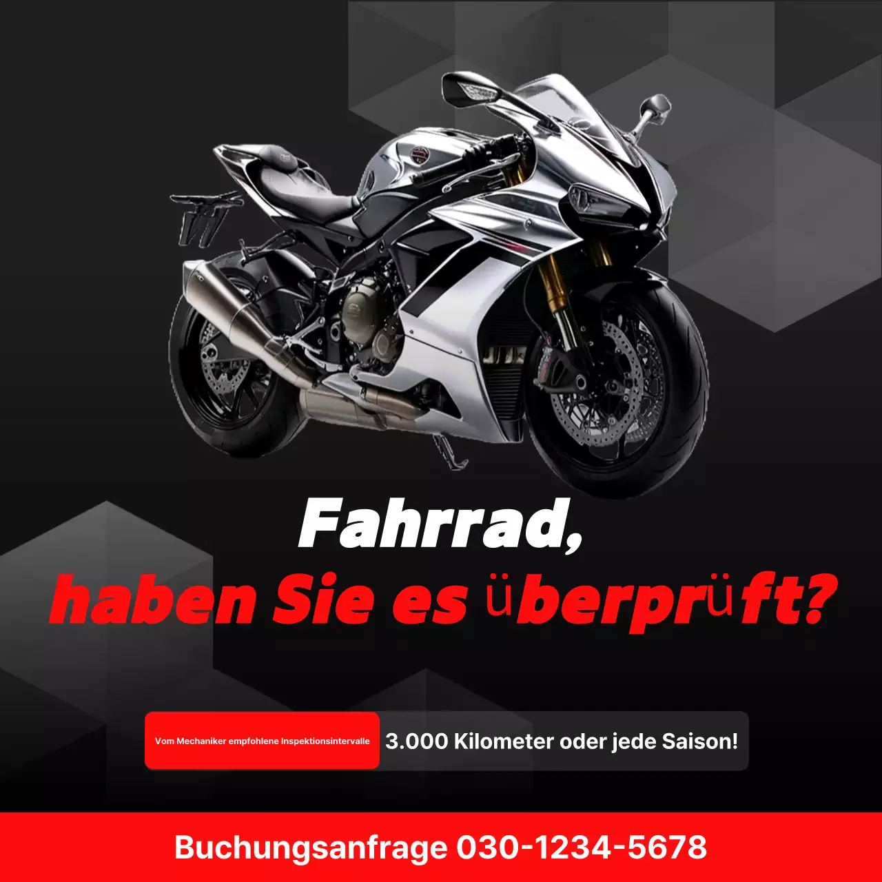 Wartungshandbuch für moderne schwarze Motorräder