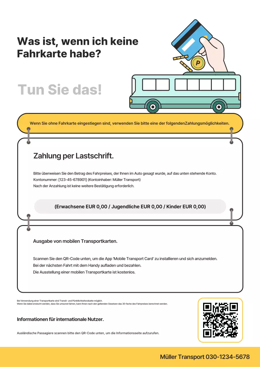 Yellow Simple Fahrpreisführer für öffentliche Verkehrsmittel