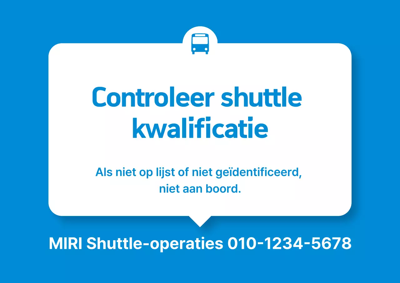 Bericht voor gebruikers van de Blue Simple Shuttle Bus