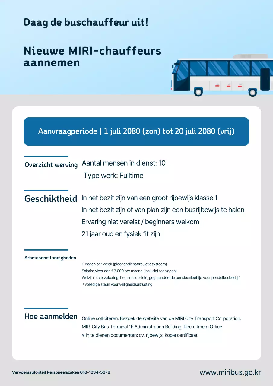 Werving van Sky Blue Clean Buschauffeurs