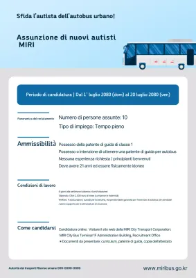 Assunzione di autisti di autobus puliti Sky Blue