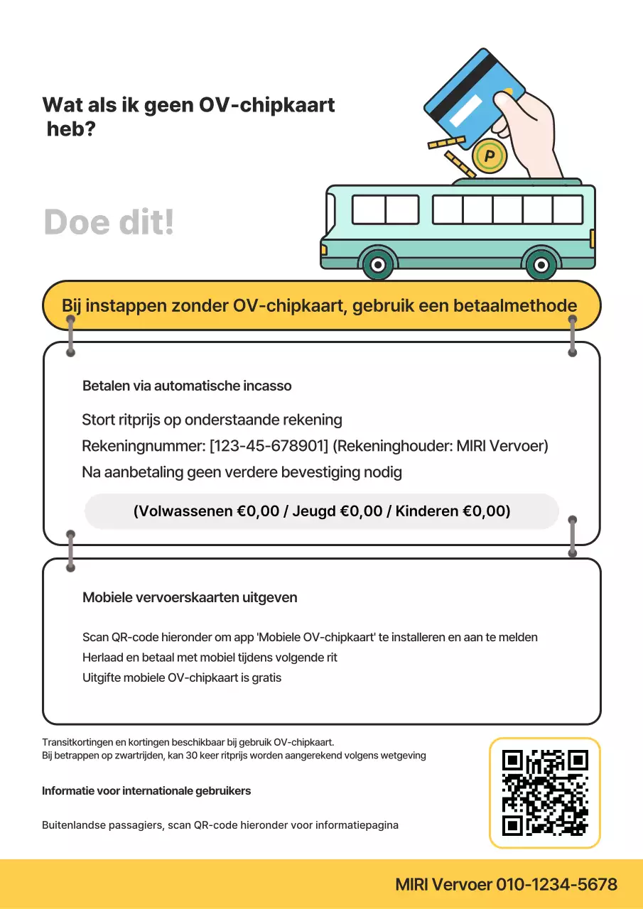 Gele eenvoudige gids voor openbaar vervoerstarieven