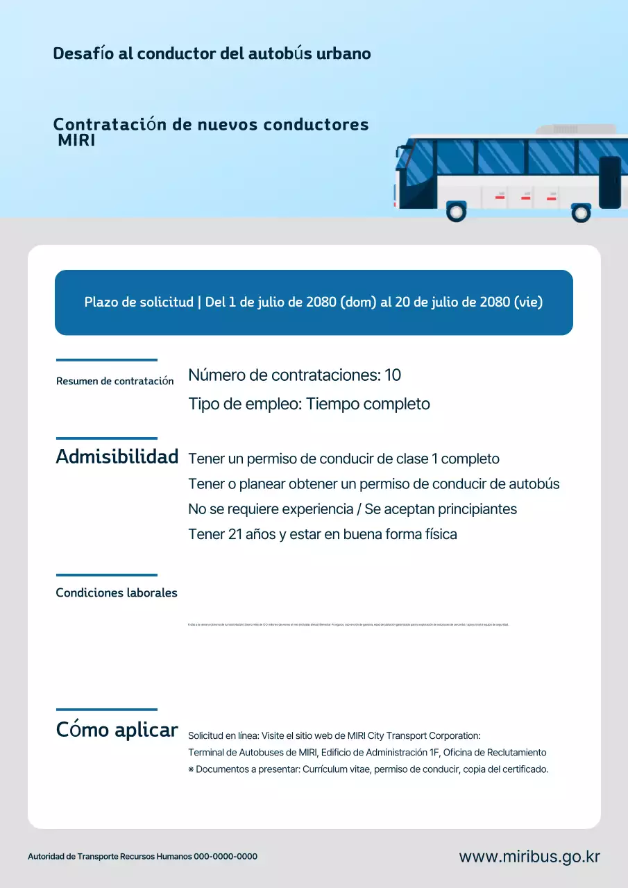 Reclutamiento de conductores de autobús Sky Blue Clean