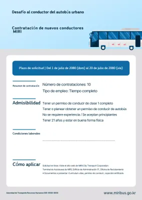 Reclutamiento de conductores de autobús Sky Blue Clean