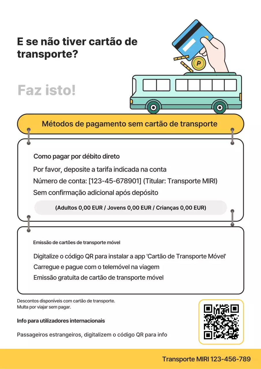 Guia de Tarifas de Transporte Público Amarelo Simples