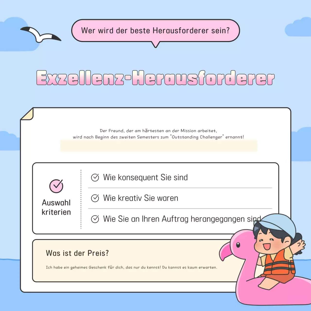 Himmelblaues Baby-Ferien-Herausforderungs-Event