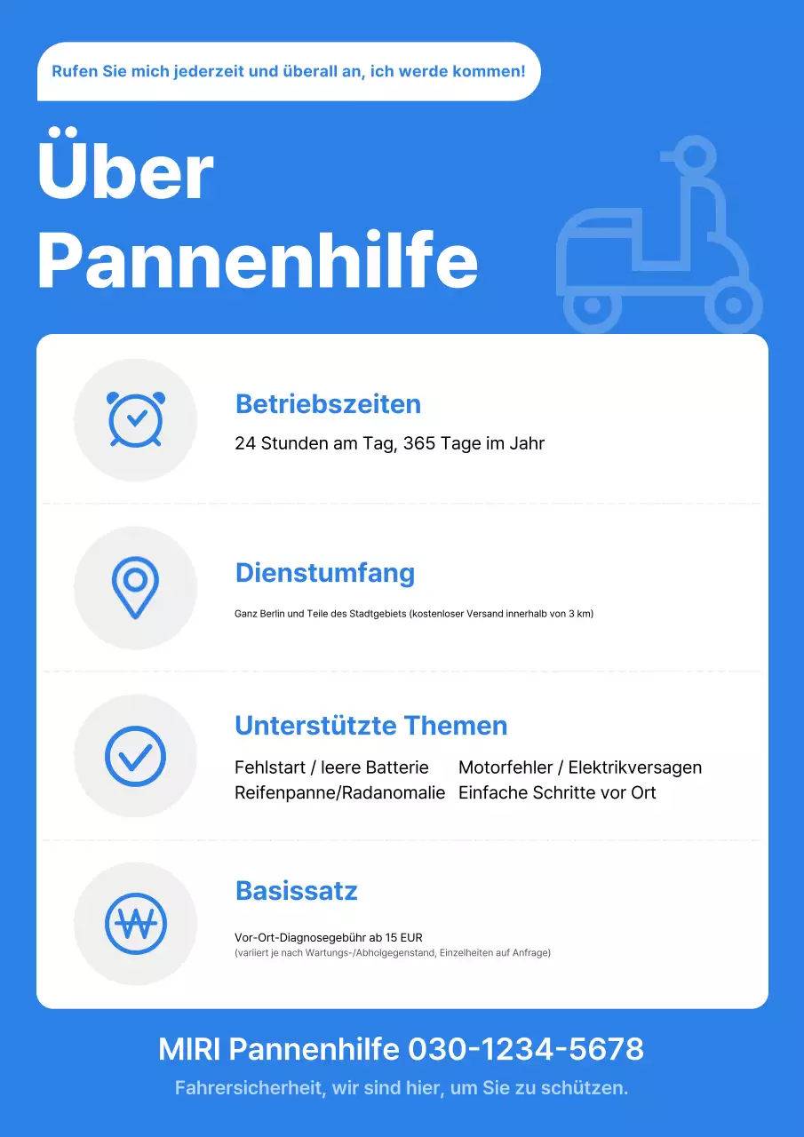 Blauer moderner Notrufführer