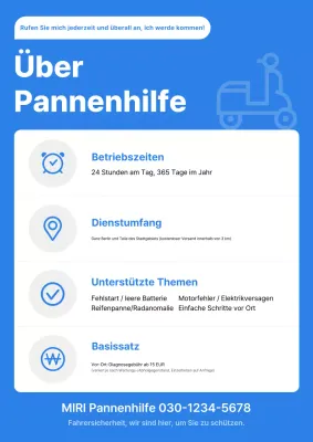 Blauer moderner Notrufführer