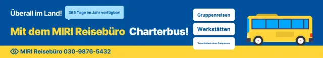 Blaue Charterbus-Werbung des Reisebüros Simple