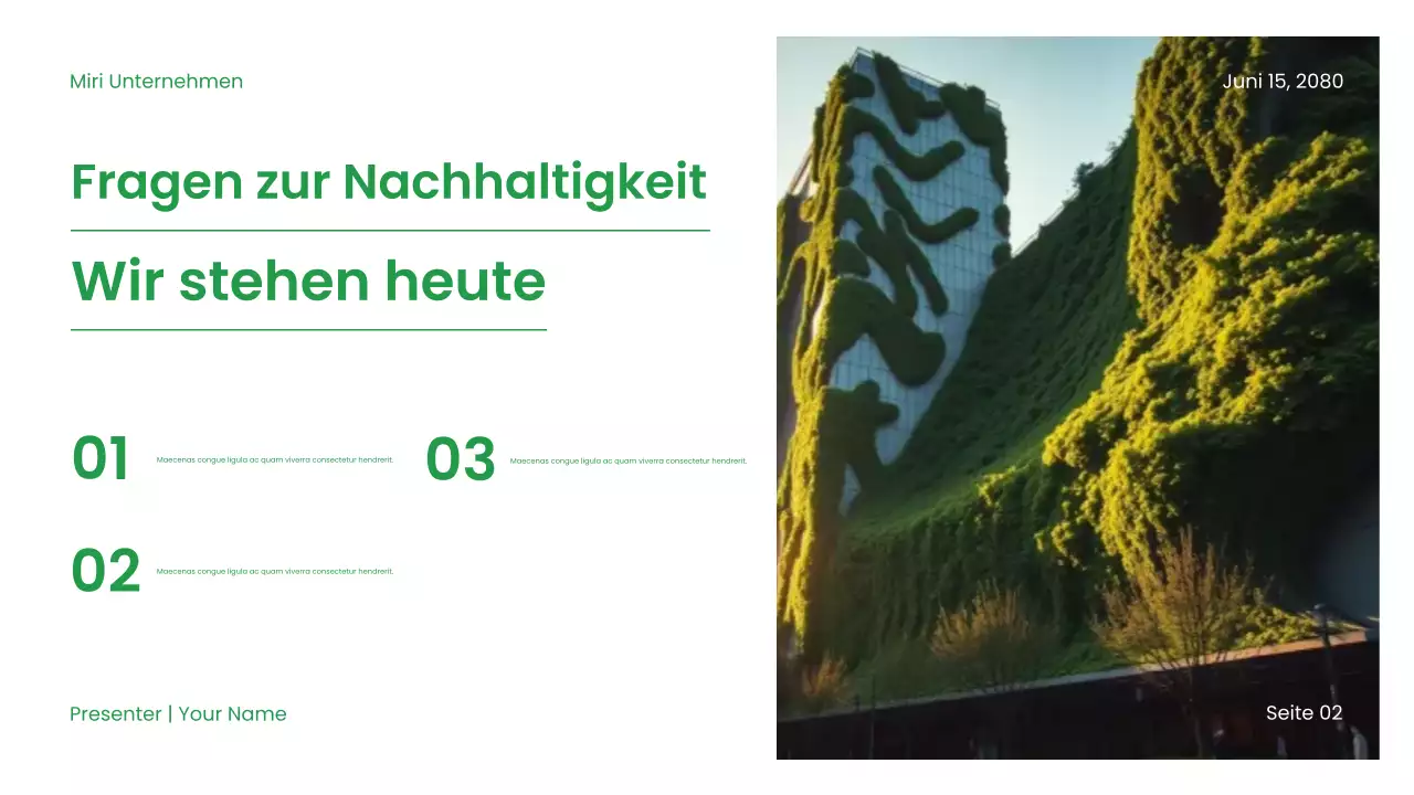 Grüne, moderne Nachhaltigkeitspräsentation