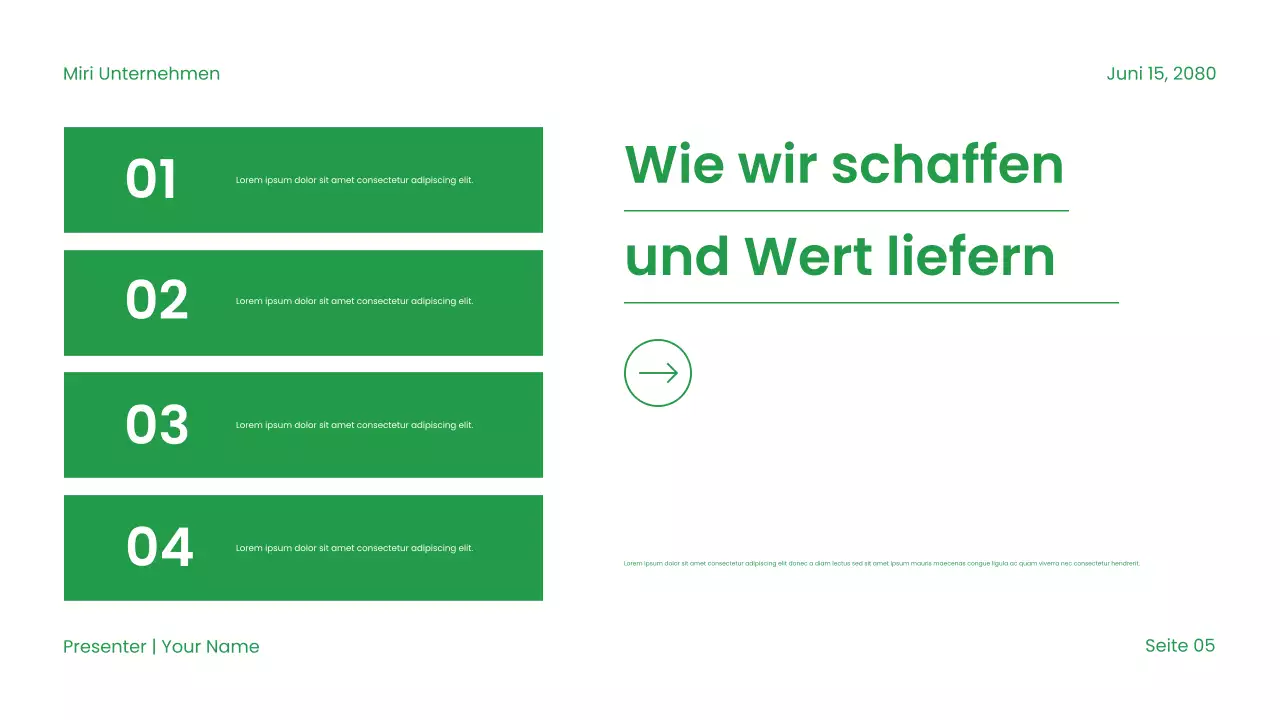 Grüne, moderne Nachhaltigkeitspräsentation