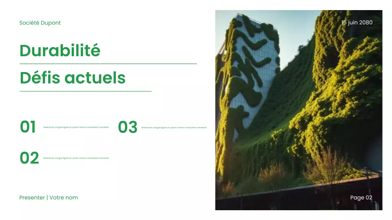 Présentation sur la durabilité verte et moderne