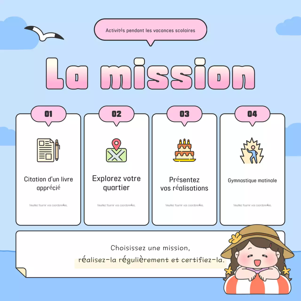 Défi des fêtes de fin d'année pour bébé bleu ciel