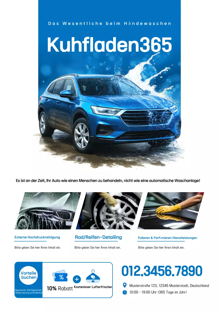 Blaue moderne Autowaschwerbung