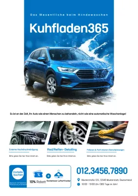 Blaue moderne Autowaschwerbung
