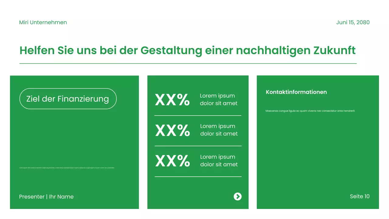Grüne, moderne Nachhaltigkeitspräsentation