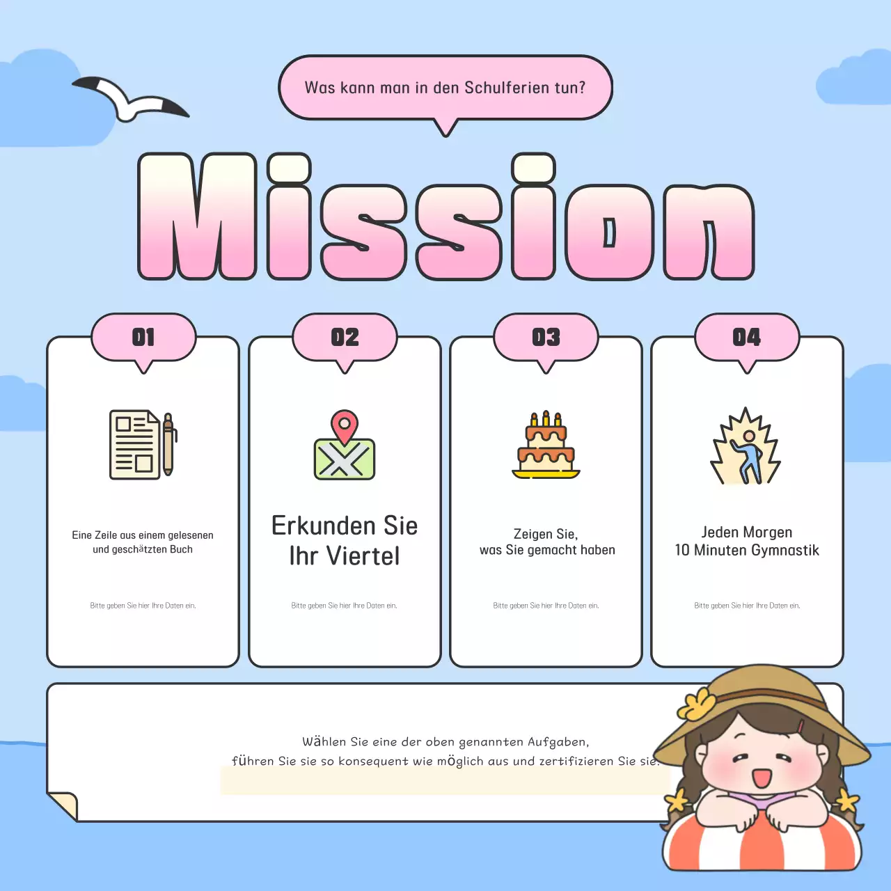 Himmelblaues Baby-Ferien-Herausforderungs-Event