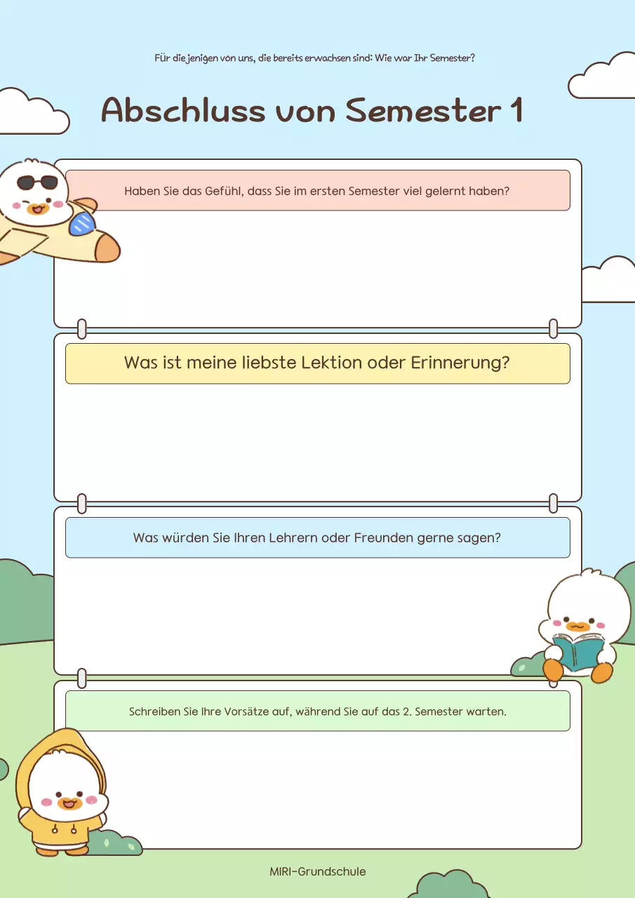 Himmelblaues Baby-Schultagebuch