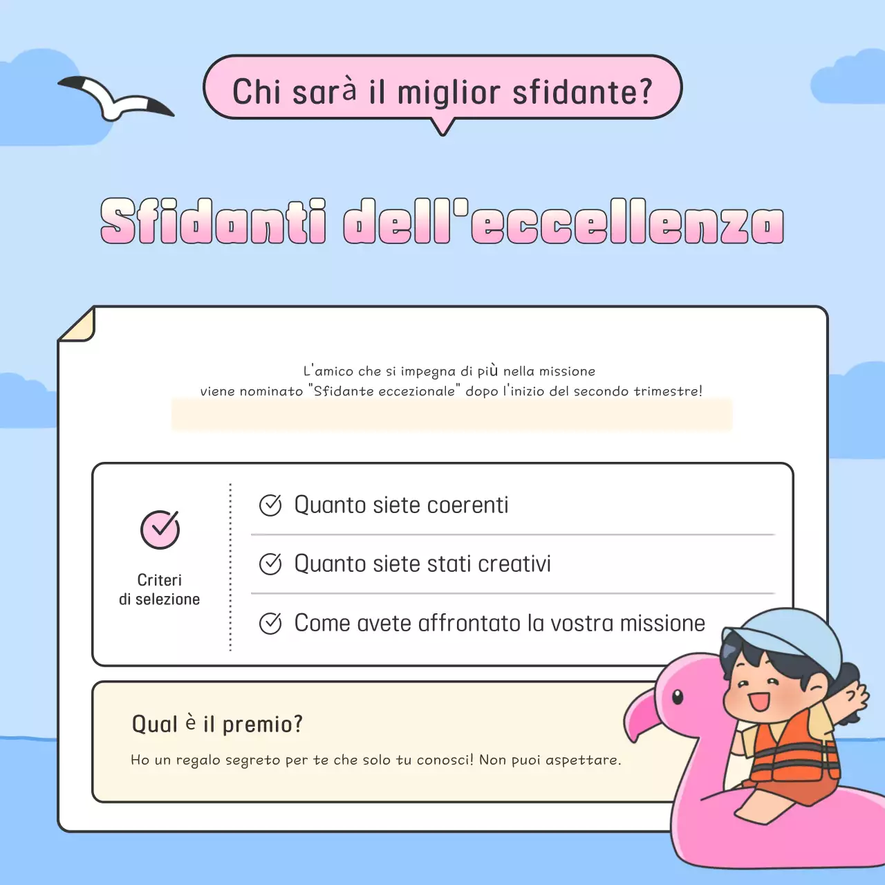 Evento sfida per le vacanze del bambino azzurro