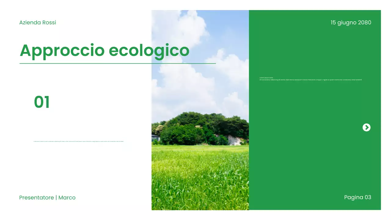 Presentazione sulla sostenibilità moderna e verde
