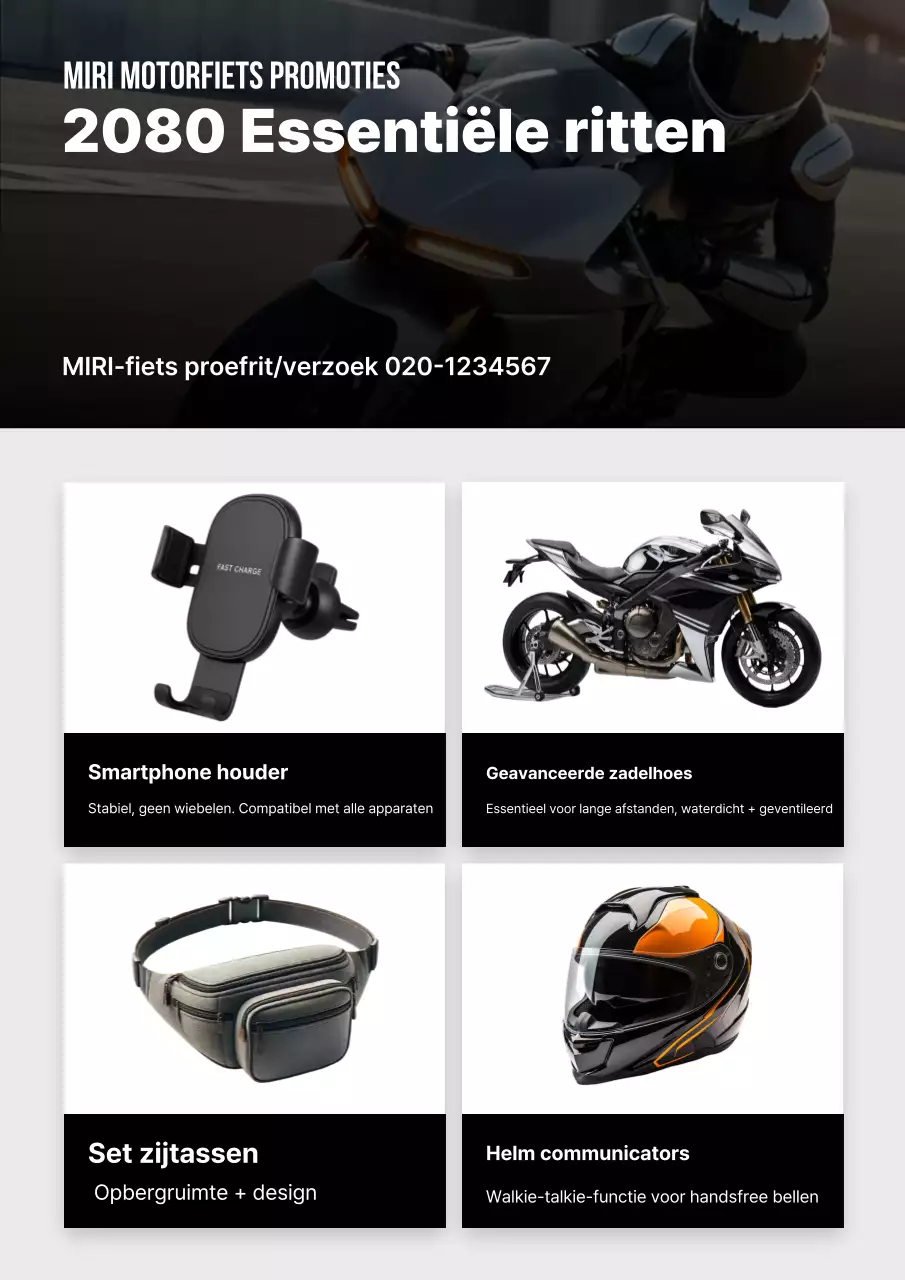 Zwarte moderne motorfietsadvertentie