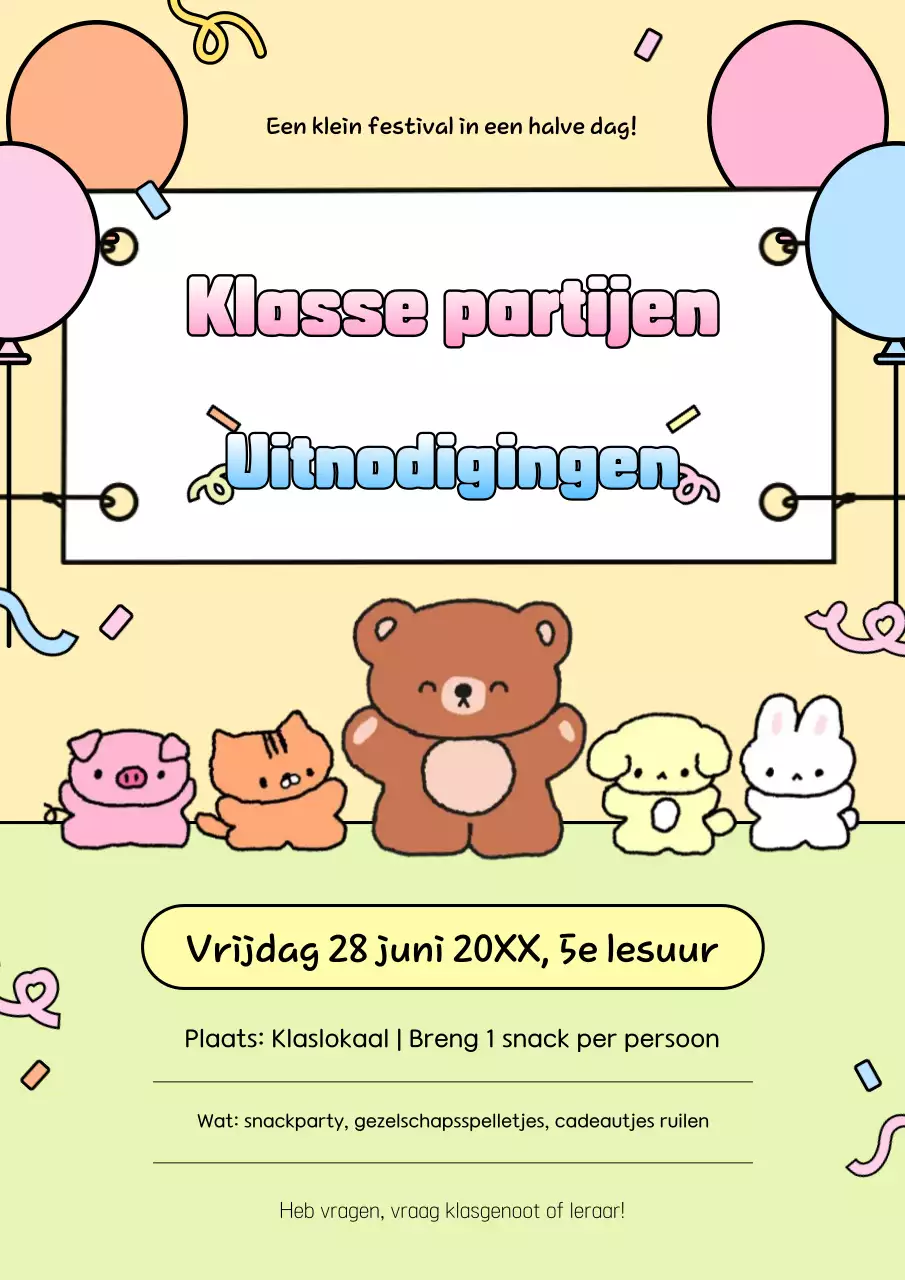 Uitnodiging voor de beige babyklas