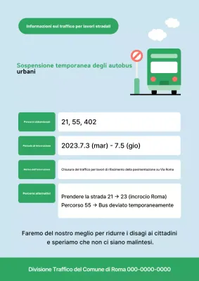 Avviso di sospensione temporanea degli autobus urbani Sky Blue Clean