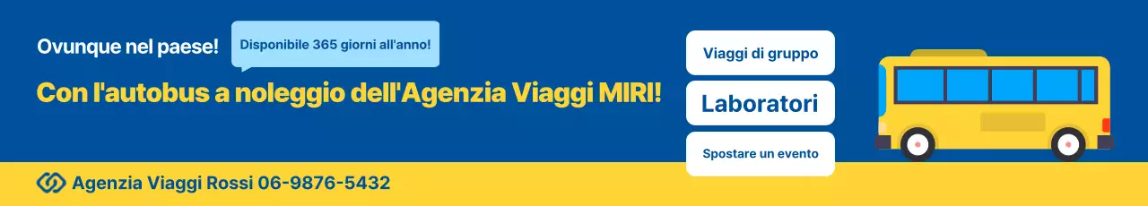 Pubblicità dell'agenzia di viaggi Blue Simple Travel Charter Bus