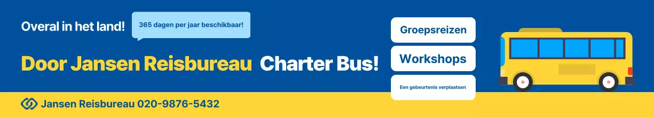 Advertentie voor Blue Simple Travel Agency Charterbus