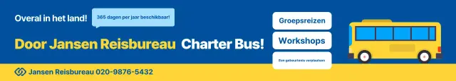 Advertentie voor Blue Simple Travel Agency Charterbus