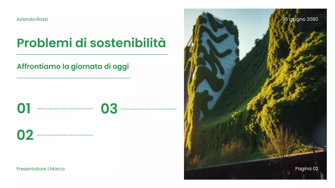 Presentazione sulla sostenibilità moderna e verde