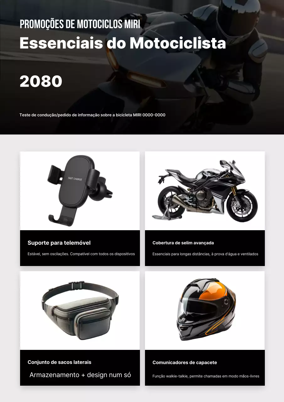 Anúncio de motocicleta preta moderna