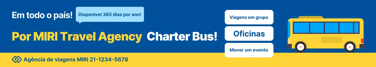 Anúncio de ônibus fretado da agência de viagens Blue Simple