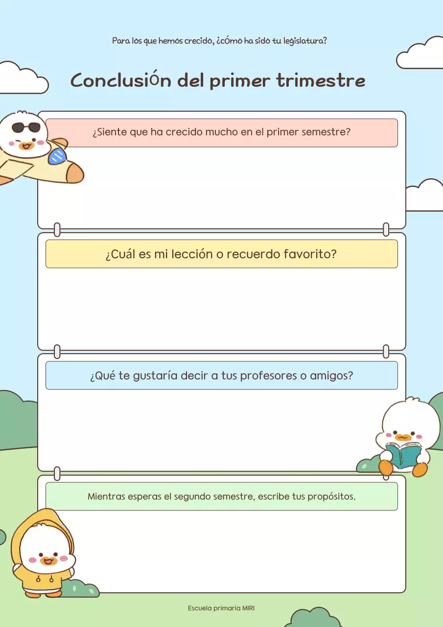 Diario de vida escolar del bebé azul cielo