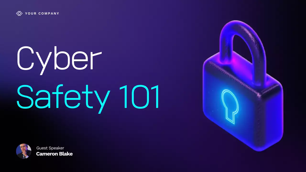 Purple Futuristic Cybersafety Lecture Presentation