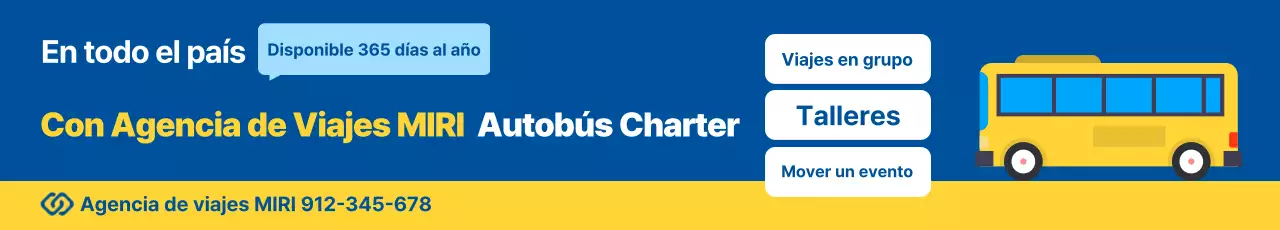 Anuncio de autobús chárter de la agencia de viajes Blue Simple