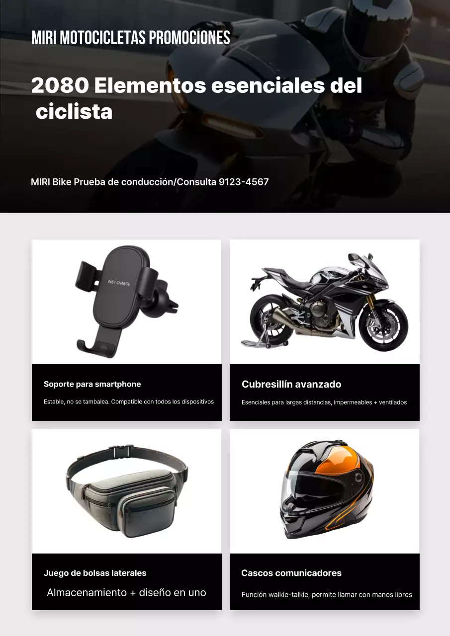 Anuncio de motocicleta moderna negra