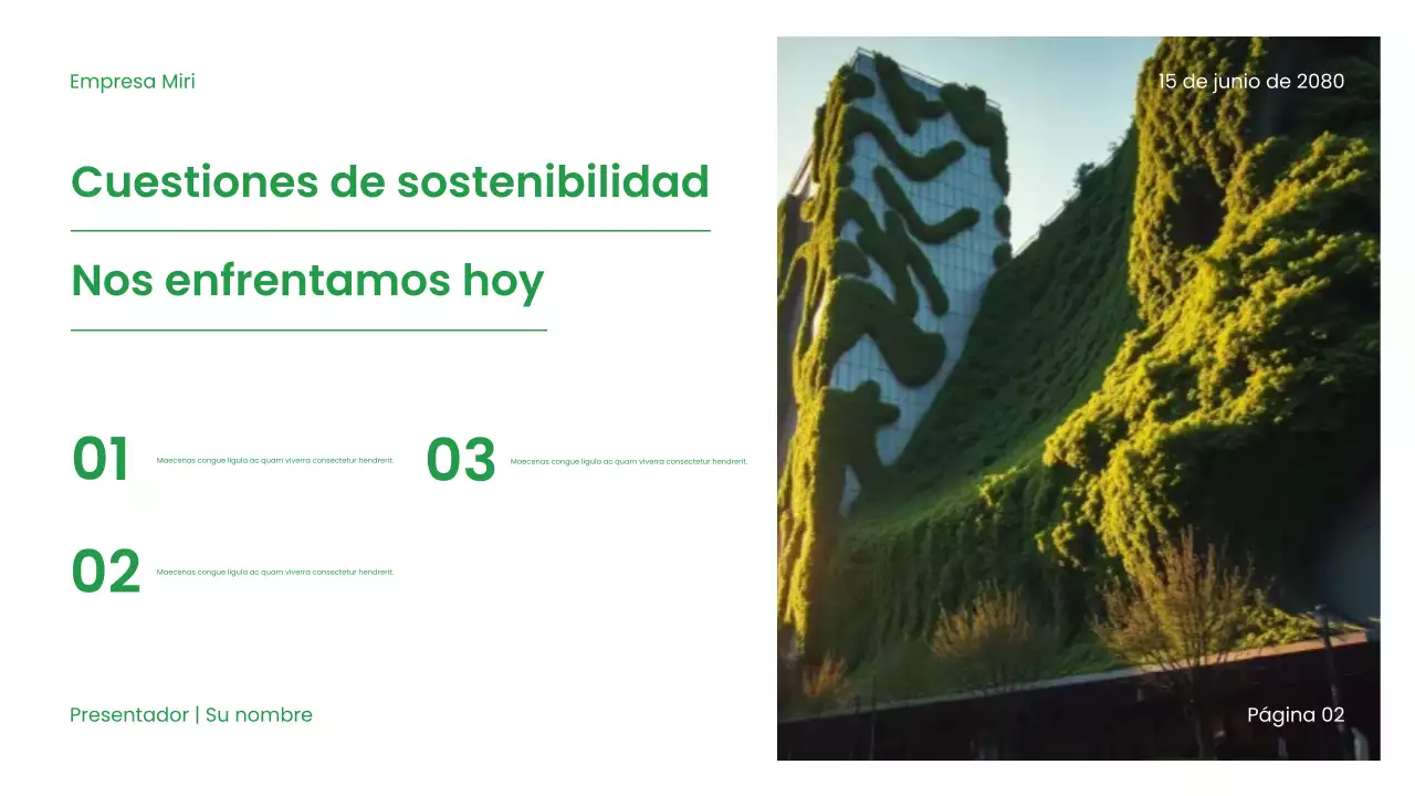 Presentación de sostenibilidad moderna y ecológica