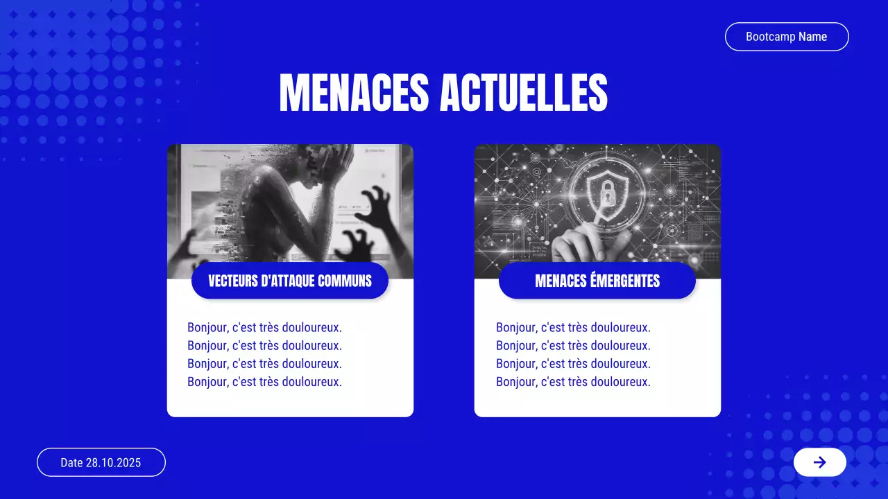 Présentation de l'invitation au cours de cybersécurité moderne de Blue