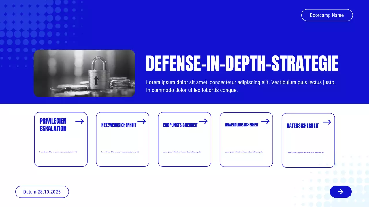 Blaue Einladung zum modernen Cybersicherheitskurs Präsentation