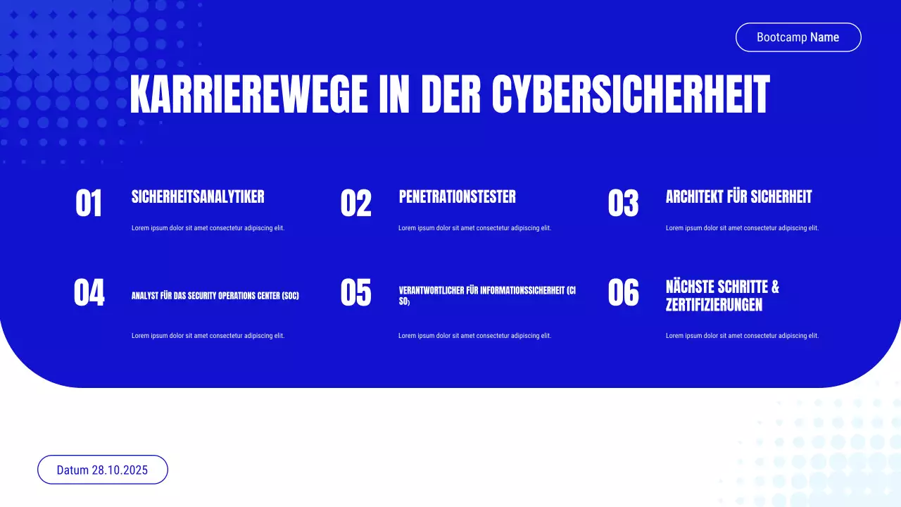 Blaue Einladung zum modernen Cybersicherheitskurs Präsentation