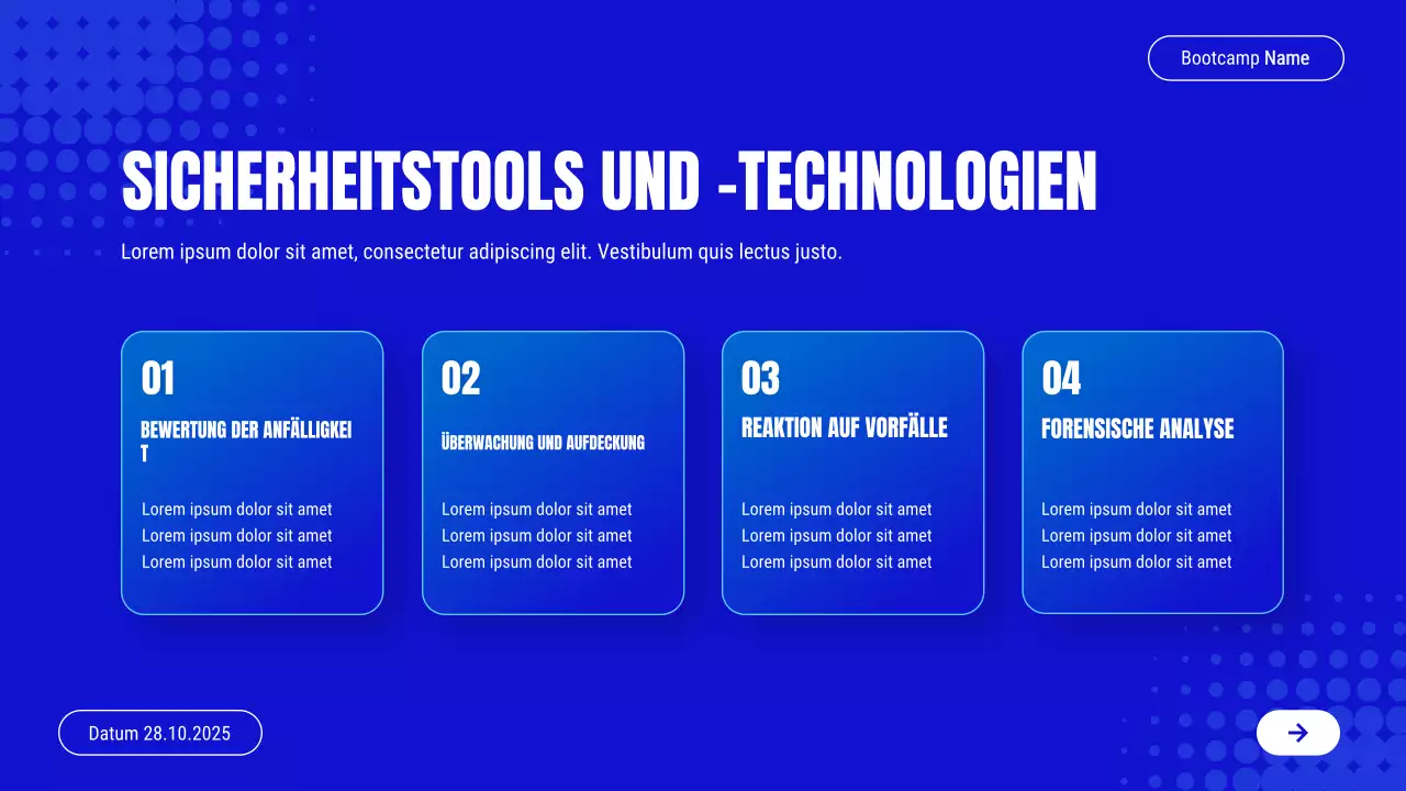 Blaue Einladung zum modernen Cybersicherheitskurs Präsentation