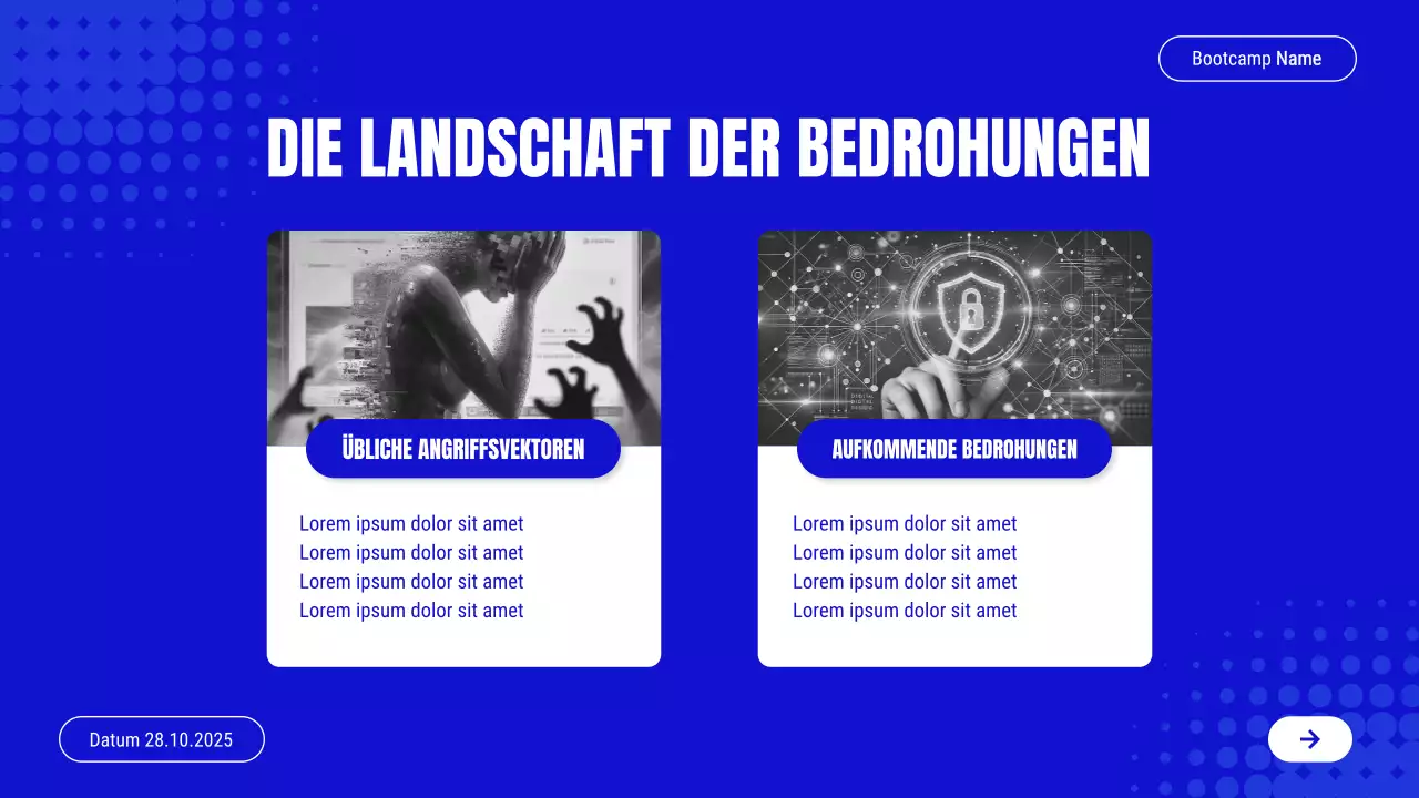 Blaue Einladung zum modernen Cybersicherheitskurs Präsentation