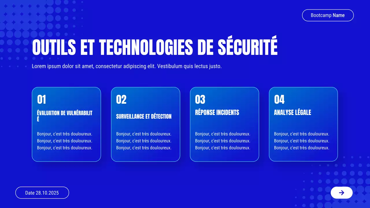 Présentation de l'invitation au cours de cybersécurité moderne de Blue