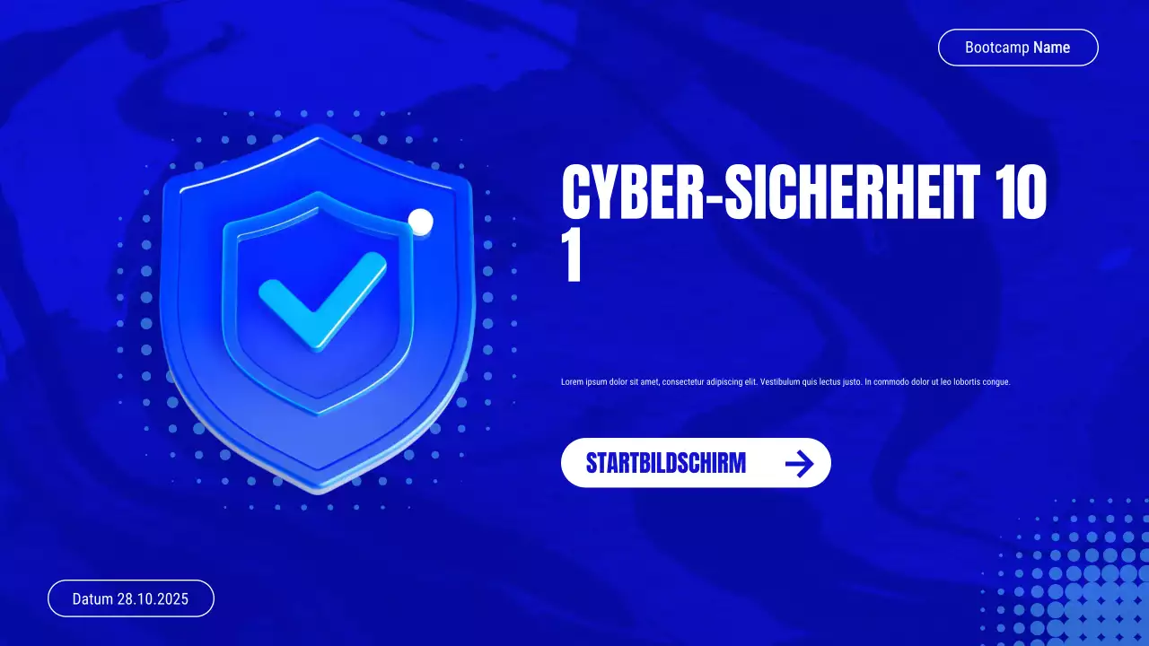 Blaue Einladung zum modernen Cybersicherheitskurs Präsentation